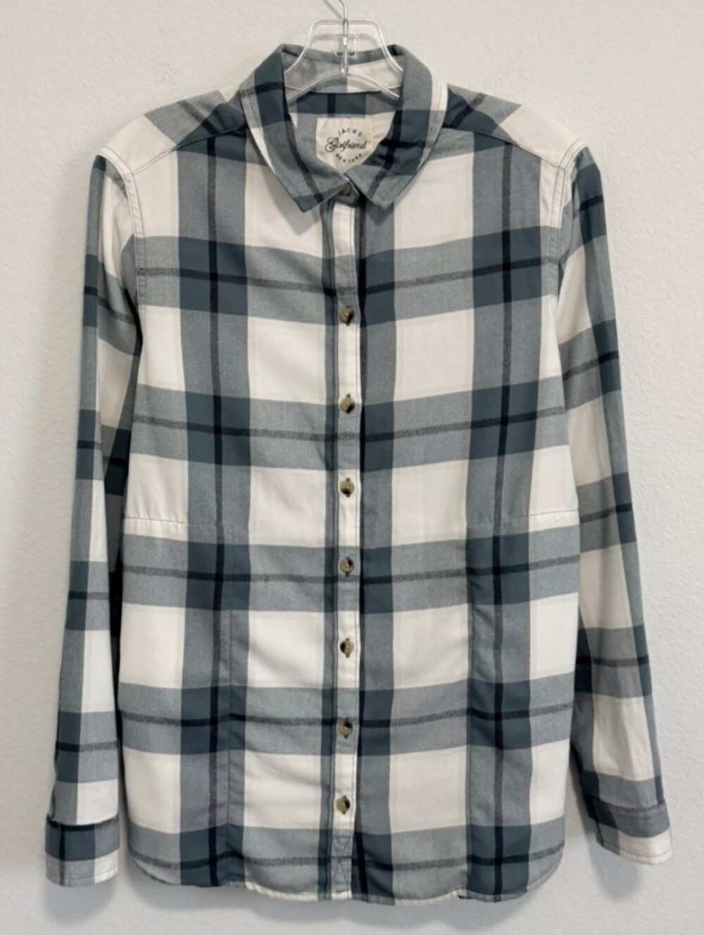 Jachs Boyfriend Blue Flannel Plaid Women’s Shirt